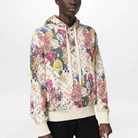 Shop LOUIS VUITTON 秋冬22粉色Monogram花卉提花連帽衫 1AAGNX