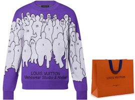 LOUIS VUITTON FW22 Purple Cartoon Figure Logo Jacquard Crewneck Sweater Men 1AAHF5 LOUIS VUITTON FW22 Purple Cartoon Figure Logo Jacquard Crewneck Sweater Men 1AAHF5