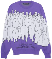 Order LOUIS VUITTON FW22 Purple Cartoon Figure Logo Jacquard Crewneck Sweater Men 1AAHF5