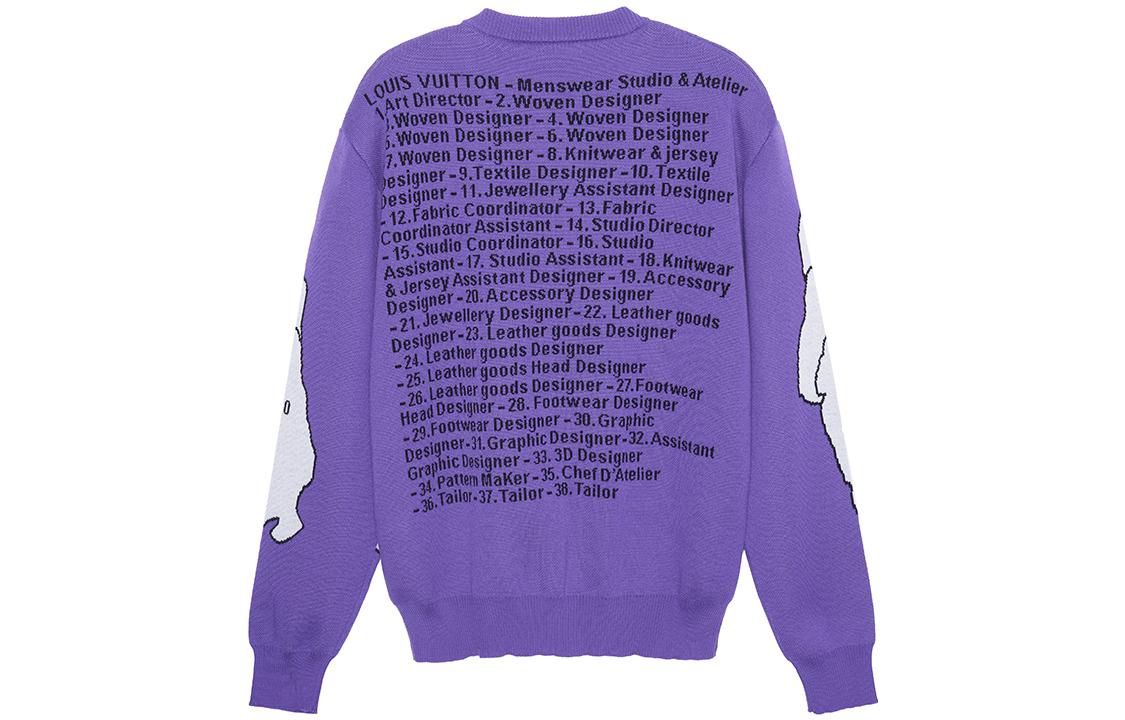 Lookbook LOUIS VUITTON FW22 Purple Cartoon Figure Logo Jacquard Crewneck Sweater Men 1AAHF5