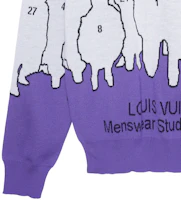 Details for LOUIS VUITTON FW22 Purple Cartoon Figure Logo Jacquard Crewneck Sweater Men 1AAHF5