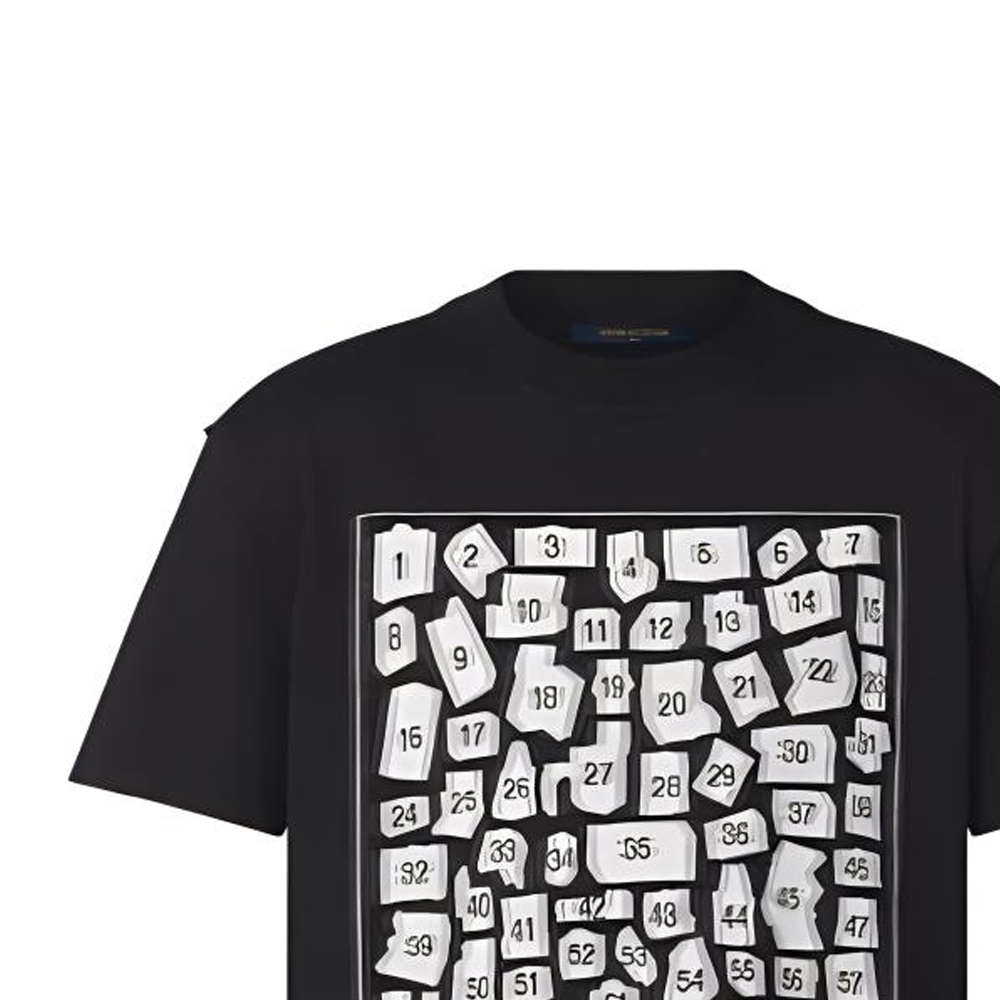 Details for 路易威登 FW22 拼圖圖案黑色圓領短袖 T-Shirt 休閒上衣 1AA4R0