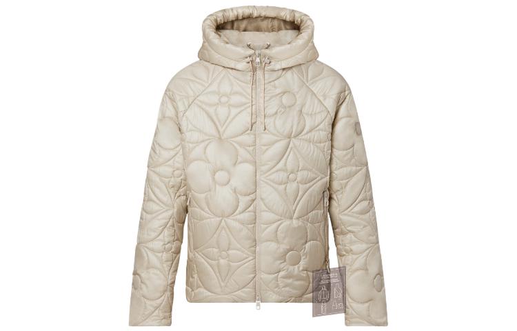 Louis Vuitton FW22 Quilted Logo Hooded Jacket Off-White 1AAHOC