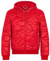 LOUIS VUITTON FW22 Quilted Monogram Logo Zip-Up Hoodie Jacket Red Mens 1A90HR LOUIS VUITTON FW22 Quilted Monogram Logo Zip-Up Hoodie Jacket Red Mens 1A90HR