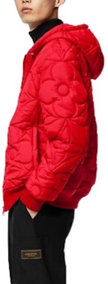 LOUIS VUITTON FW22 Quilted Monogram Logo Zip-Up Hoodie Jacket Red Mens 1A90HR Lookbook LOUIS VUITTON FW22 Quilted Monogram Logo Zip-Up Hoodie Jacket Red Mens 1A90HR
