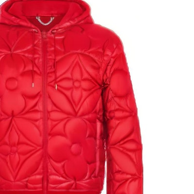LOUIS VUITTON FW22 Quilted Monogram Logo Zip-Up Hoodie Jacket Red Mens 1A90HR Details for LOUIS VUITTON FW22 Quilted Monogram Logo Zip-Up Hoodie Jacket Red Mens 1A90HR