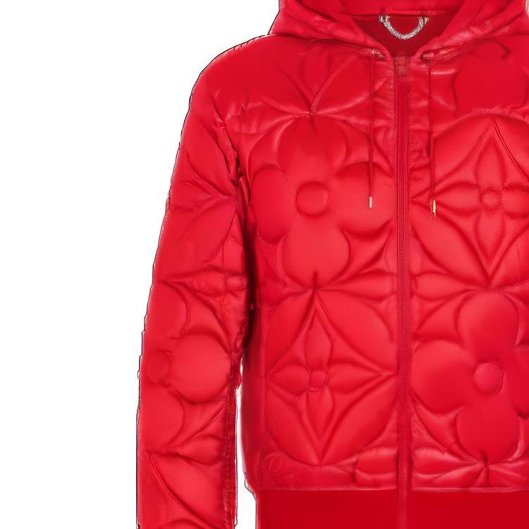 Sizing LOUIS VUITTON FW22 Quilted Monogram Logo Zip-Up Hoodie Jacket Red Mens 1A90HR