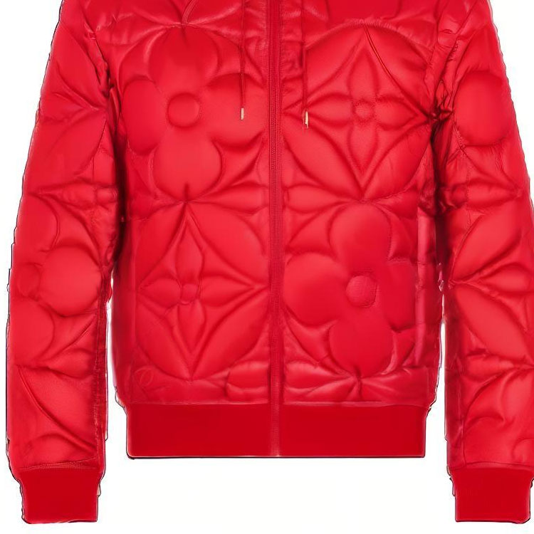 Cheap LOUIS VUITTON FW22 Quilted Monogram Logo Zip-Up Hoodie Jacket Red Mens 1A90HR