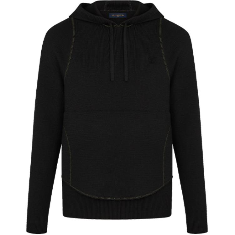Louis Vuitton FW22 Reverse Felt Stitch Hoodie Black Mens 1A5CFF