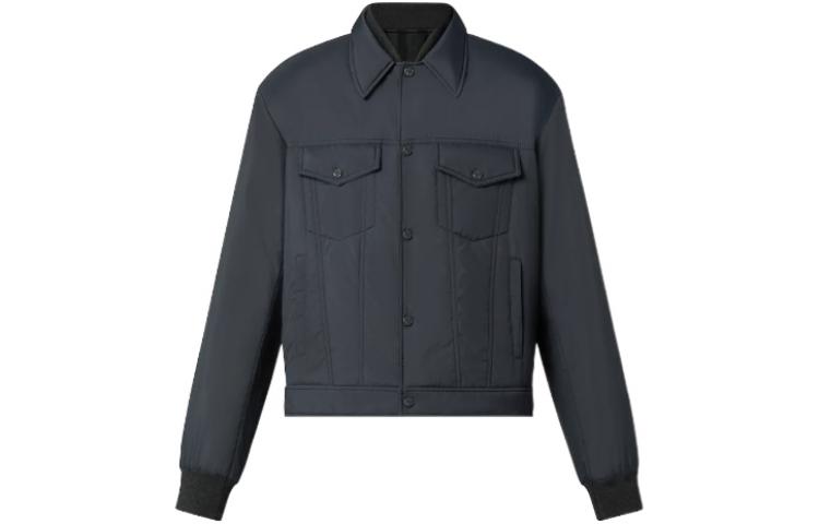 Louis Vuitton FW22 Reversible Striped Collar Jacket Black Menswear 1AA7AS