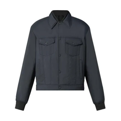Louis Vuitton FW22 Reversible Striped Collar Jacket Black Menswear 1AA7AS