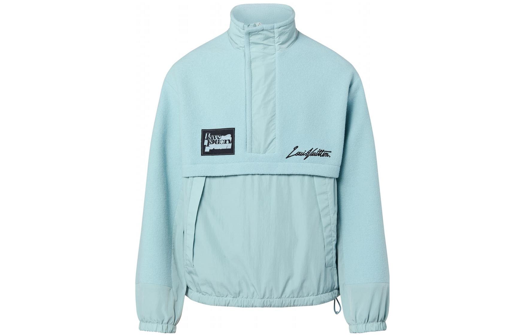 Louis Vuitton FW22 Solid Logo Print Half-Zip Jacket Blue 1AATD2