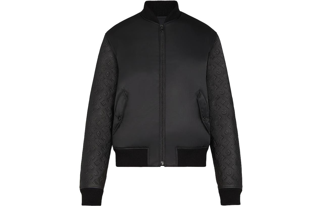 Louis Vuitton FW22 Solid Logo Print Zip-Up Jacket Black Male 1A8A8P