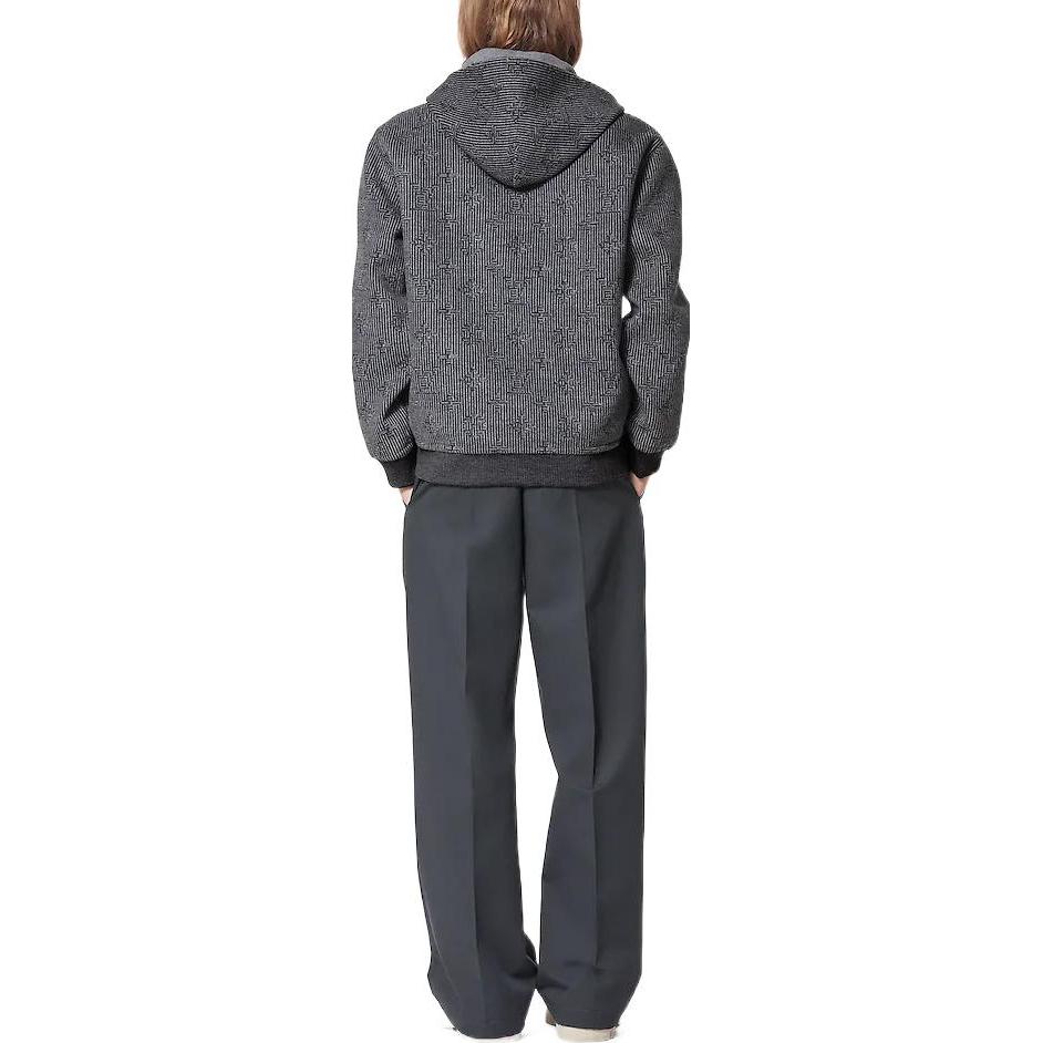 Lookbook 路易威登 FW22 男款條紋Logo連帽外套夾克 灰色 1AAUT5