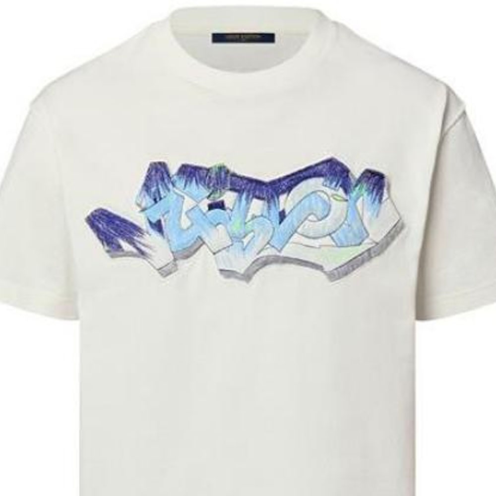 LOUIS VUITTON FW22 White Embroidered Graffiti Logo Short Sleeve T-Shirt . 1AA54K 圖 7