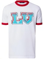 LOUIS VUITTON FW22 White Knit Logo Print Contrast Trim Crewneck T-Shirt Men. 1AAGLP LOUIS VUITTON FW22 White Knit Logo Print Contrast Trim Crewneck T-Shirt Men. 1AAGLP