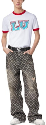 路易威登FW22白色針織Logo印花拼接羅紋男士圓領T恤 1AAGLP Lookbook 路易威登FW22白色針織Logo印花拼接羅紋男士圓領T恤 1AAGLP