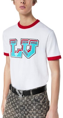 路易威登FW22白色針織Logo印花拼接羅紋男士圓領T恤 1AAGLP Purchase 路易威登FW22白色針織Logo印花拼接羅紋男士圓領T恤 1AAGLP