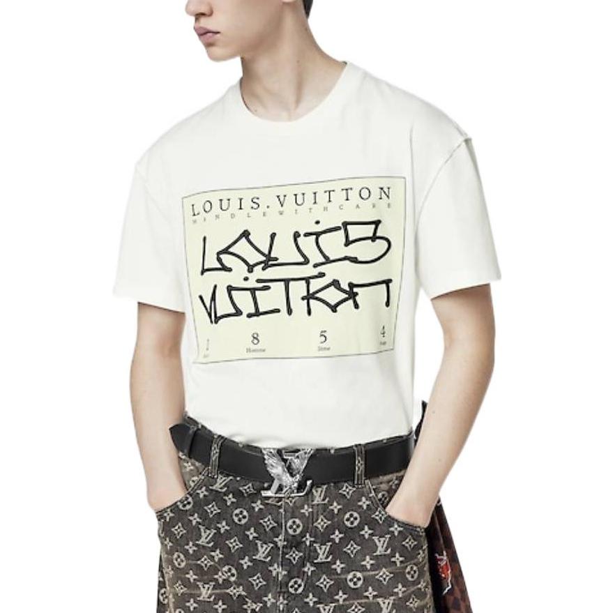 Details for LOUIS VUITTON FW22 White Monogram Logo Print Relaxed Fit T-Shirt Mens. 1AAGME