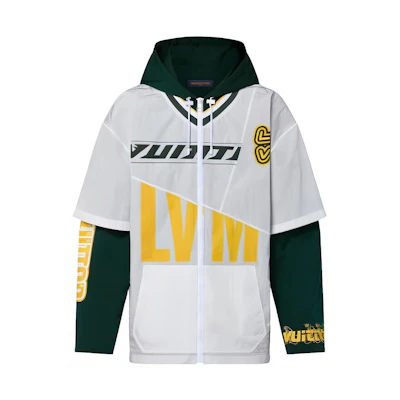 LOUIS VUITTON FW22 White Monogram Print Zip-Up Hoodie Jacket for Men. 1AAGF4