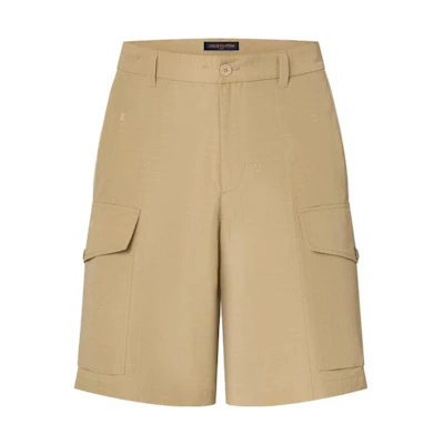 LOUIS VUITTON FW23 Beige Cargo Shorts with Zip Pocket. 1ABJIG