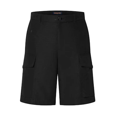LOUIS VUITTON FW23 Black Cargo Shorts with Zipper Pocket 1ABJI8