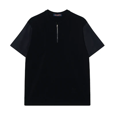 LOUIS VUITTON FW23 Black Half-Zip Crewneck T-Shirt 1ABJ18