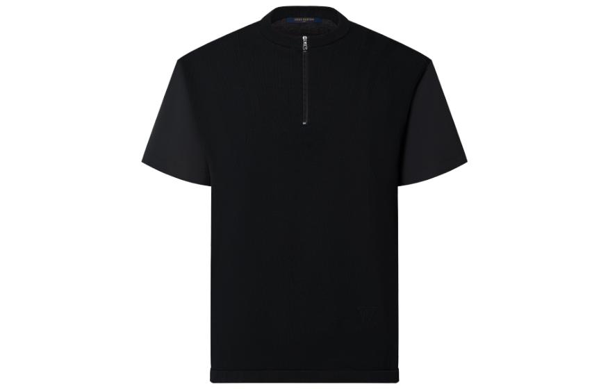 Order LOUIS VUITTON FW23  Black Half-Zip Crewneck T-Shirt 1ABJ18