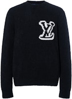 LOUIS VUITTON FW23 Black Logo Embroidered Crewneck Sweater. 1AF333 LOUIS VUITTON FW23 Black Logo Embroidered Crewneck Sweater. 1AF333