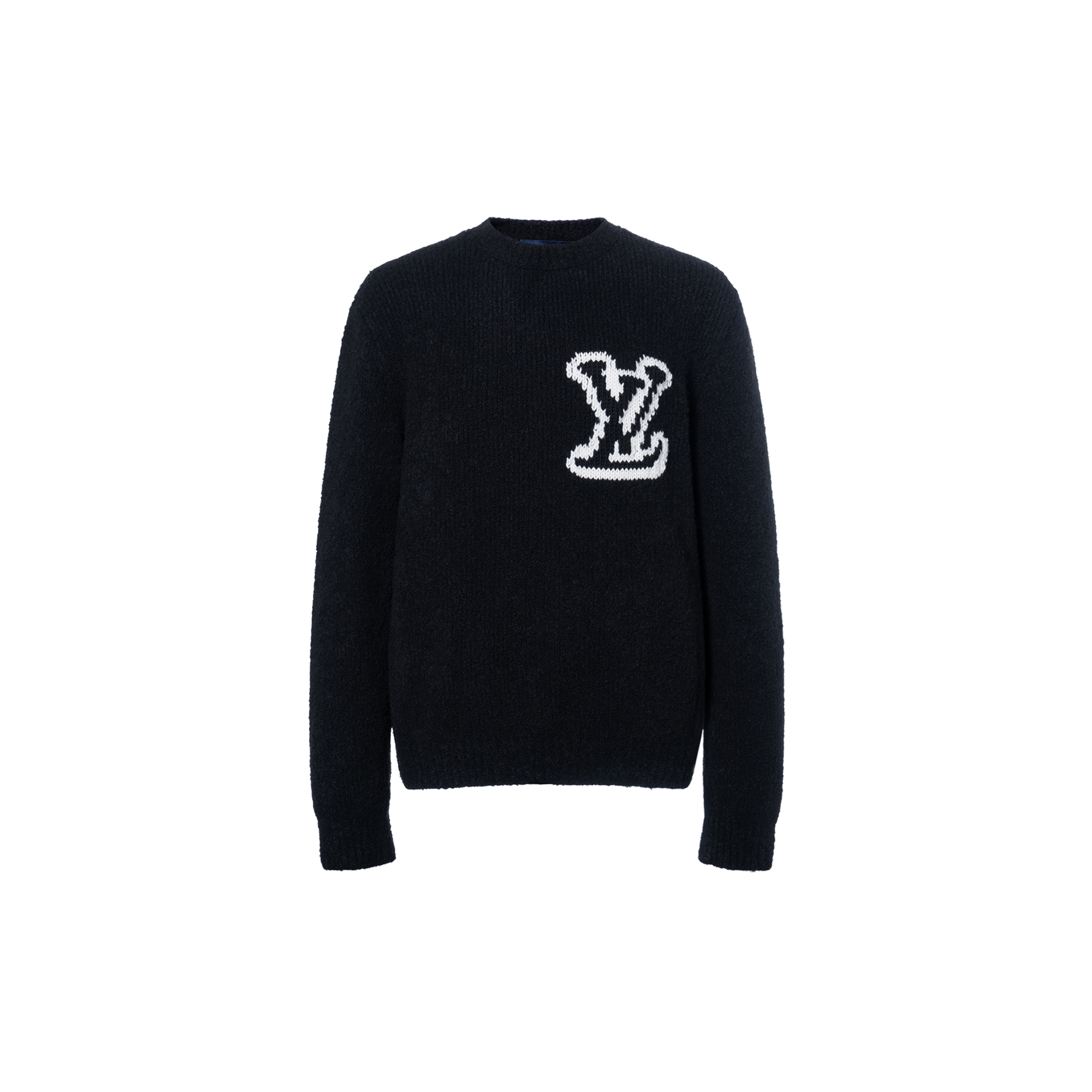 Order LOUIS VUITTON FW23 Baju Crewneck Hitam Logo Sulaman. 1AF333