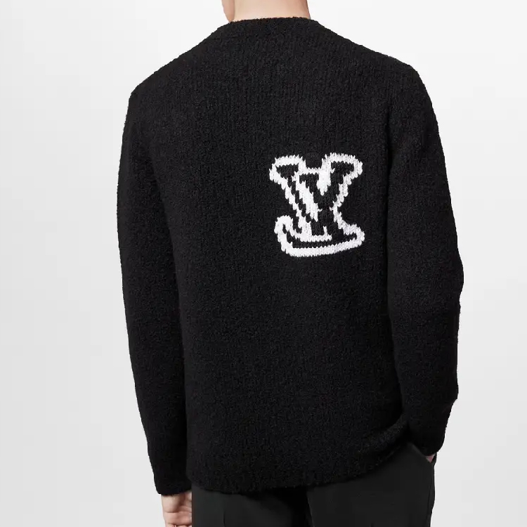 Cheap LOUIS VUITTON FW23 Baju Crewneck Hitam Logo Sulaman. 1AF333