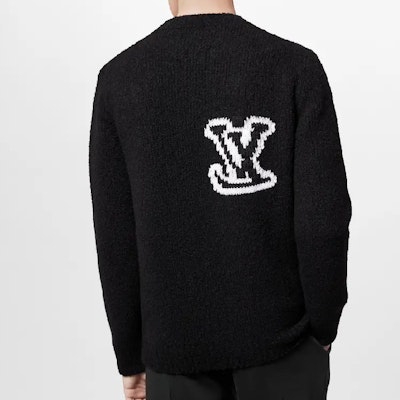 LOUIS VUITTON FW23 Baju Crewneck Hitam Logo Sulaman. 1AF333 Cheap LOUIS VUITTON FW23 Baju Crewneck Hitam Logo Sulaman. 1AF333