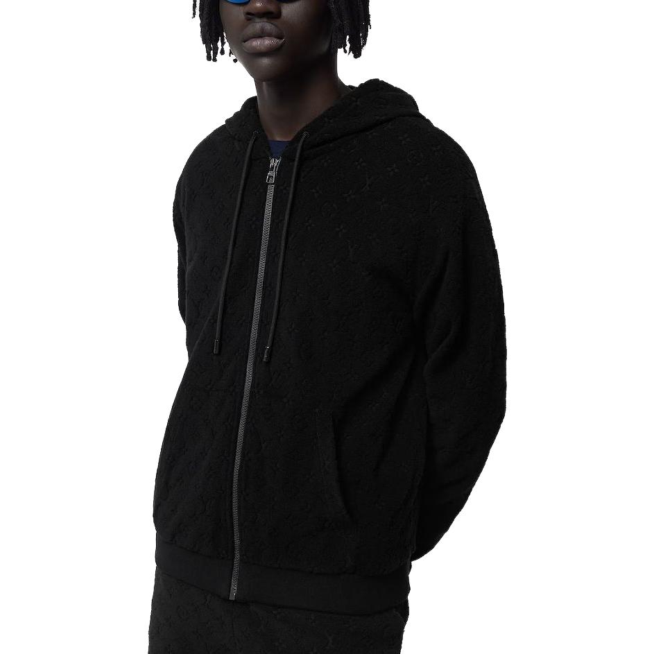 LOUIS VUITTON FW23  Black Solid Color Terry Zip Hoodie. 1ABJ64 圖 5