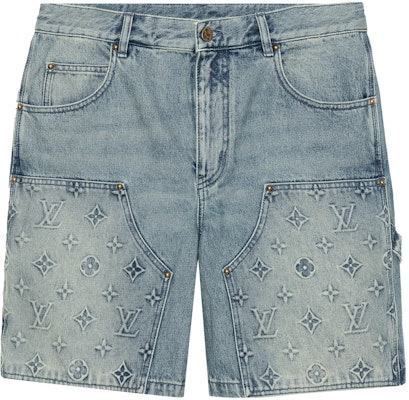 루이비통 FW23 블루 로고 엠보싱 미드라이즈 지퍼 카고 쇼츠 1ABJ7G Buy 루이비통 FW23 블루 로고 엠보싱 미드라이즈 지퍼 카고 쇼츠 1ABJ7G