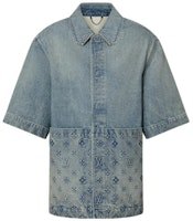 LOUIS VUITTON FW23 Blue Short-Sleeve Shirt with Embossed Logo Design 1ABLDH LOUIS VUITTON FW23 Blue Short-Sleeve Shirt with Embossed Logo Design 1ABLDH
