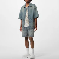 Lookbook ルイ・ヴィトン FW23 ブルー半袖シャツ エンボスロゴデザイン 1ABLDH