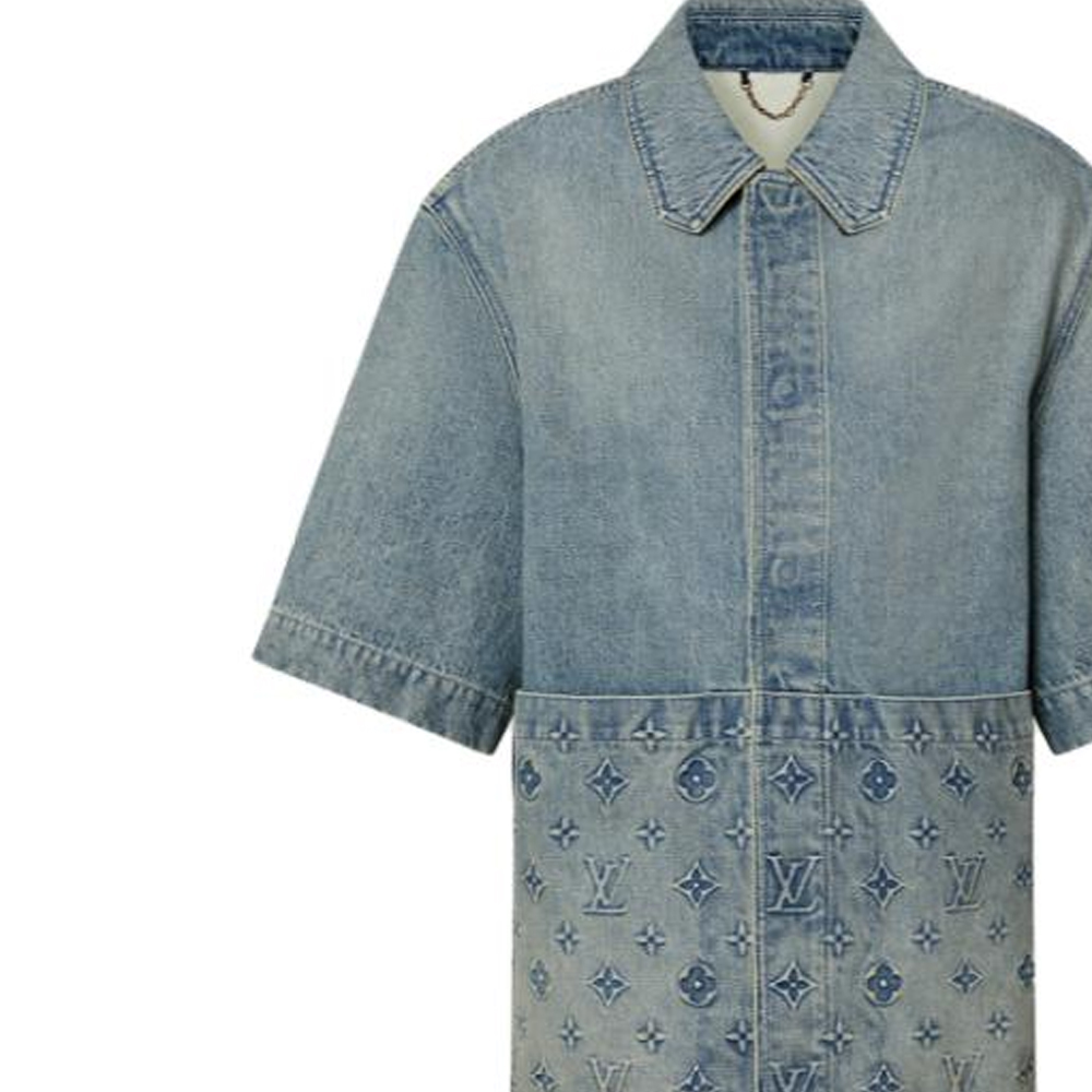 Purchase 루이 비통 FW23 블루 로고 엠보싱 반팔 셔츠 1ABLDH