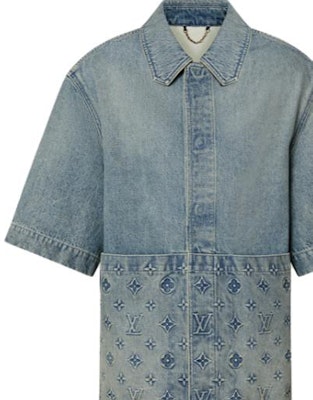 루이 비통 FW23 블루 로고 엠보싱 반팔 셔츠 1ABLDH Purchase 루이 비통 FW23 블루 로고 엠보싱 반팔 셔츠 1ABLDH