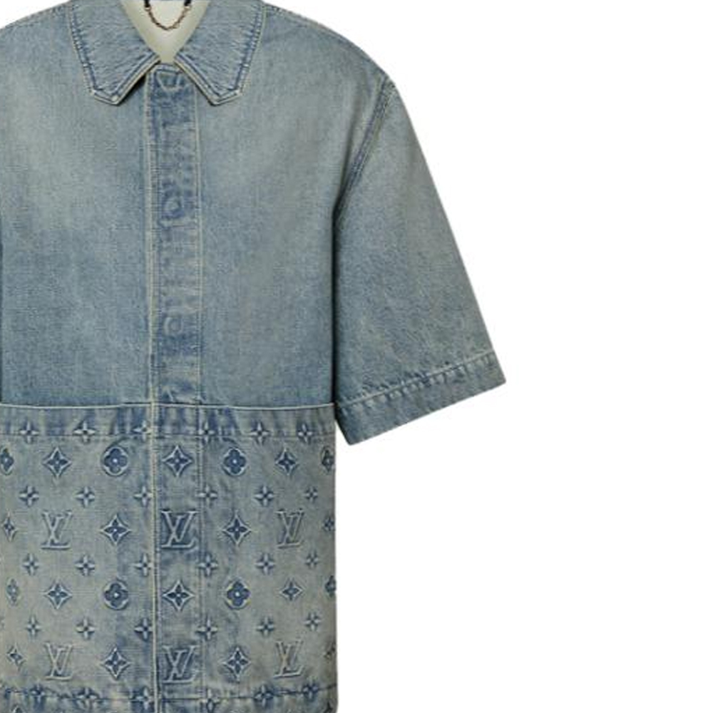 Sizing 루이 비통 FW23 블루 로고 엠보싱 반팔 셔츠 1ABLDH