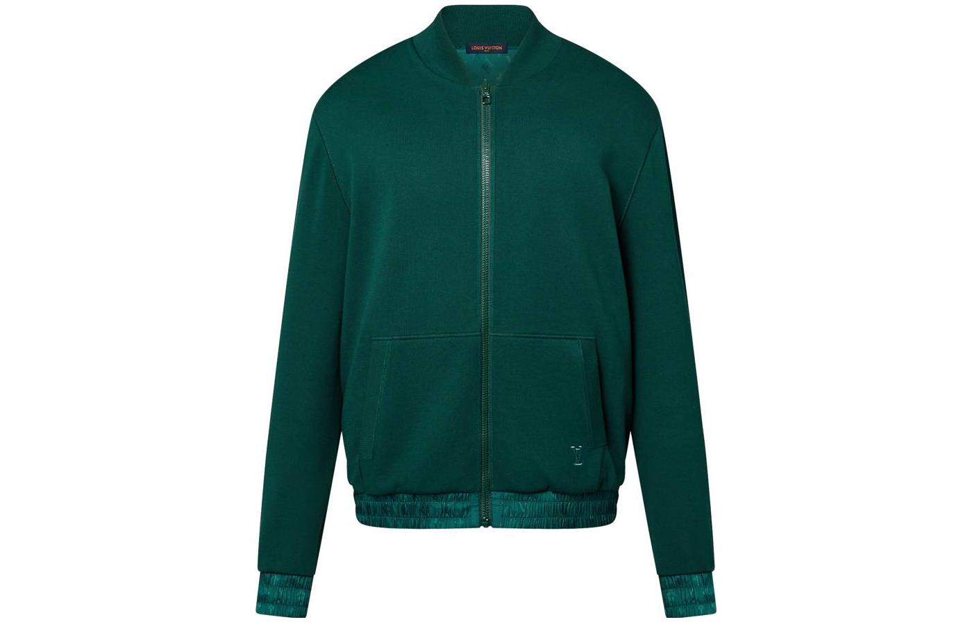 LOUIS VUITTON FW23  Green Solid Color Zip-Up Long Sleeve Sweater. 1AF716