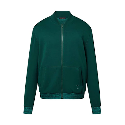 LOUIS VUITTON FW23 Green Solid Color Zip-Up Long Sleeve Sweater. 1AF716