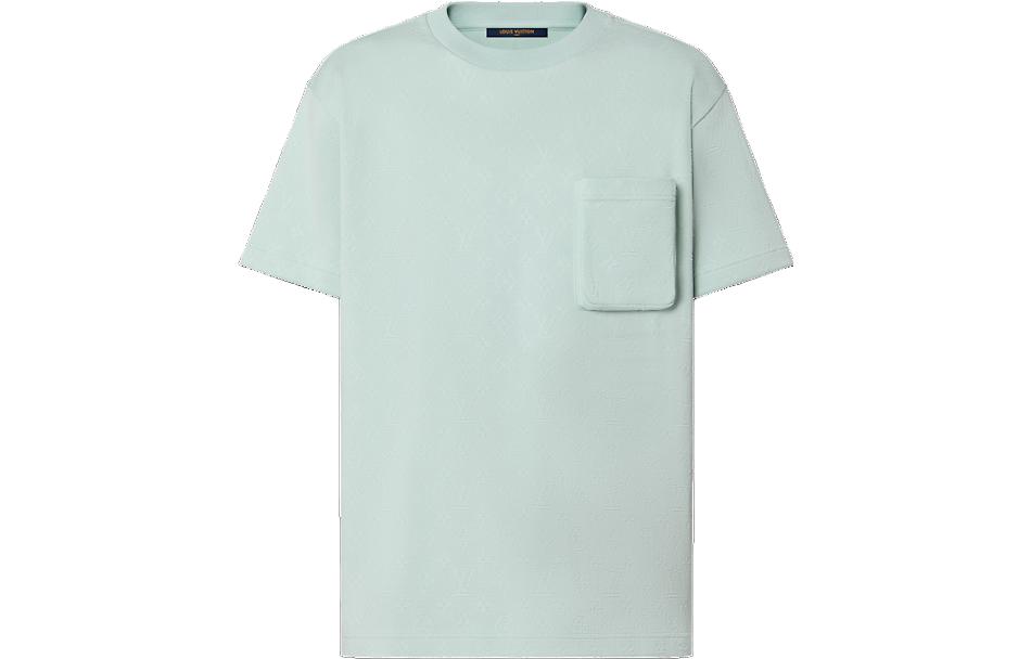 Buy LOUIS VUITTON FW23  Green Solid Pocket Crewneck Casual T-Shirt. 1ABIXC