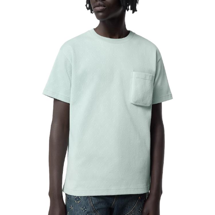 Details for LOUIS VUITTON FW23  Green Solid Pocket Crewneck Casual T-Shirt. 1ABIXC