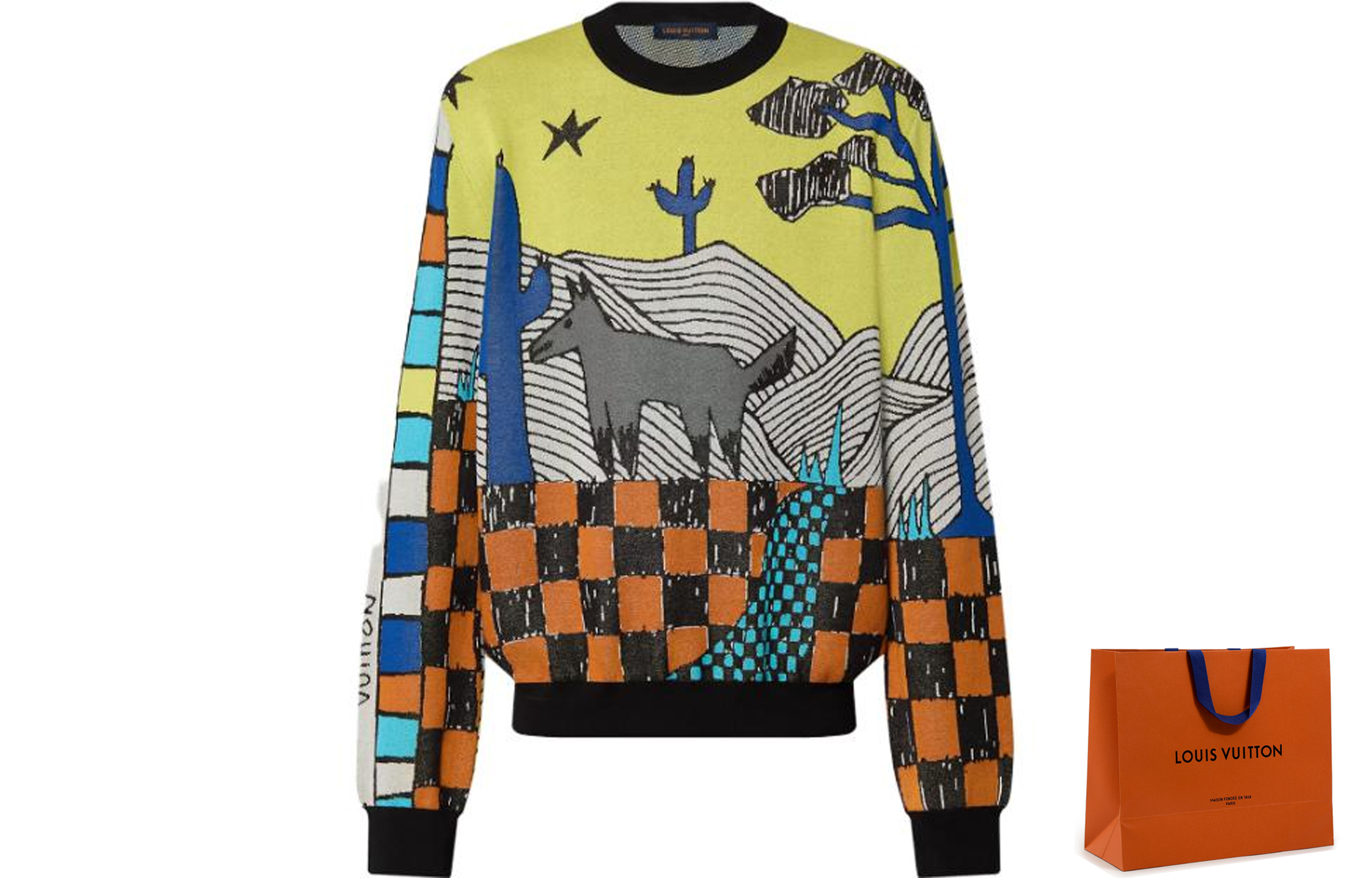 LOUIS VUITTON FW23  Jacquard Knit Sweater with Cartoon Animal Pattern Multicolor 1ABJ87 圖 7
