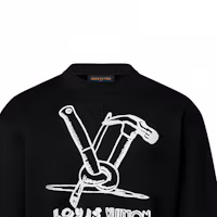 Details for LOUIS VUITTON FW23 Logo Embroidered Crewneck Sweatshirt Black. 1ABY3L