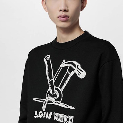 ルイヴィトン FW23 ロゴ刺繍 クルーネックスウェットシャツ ブラック 1ABY3L Sizing ルイヴィトン FW23 ロゴ刺繍 クルーネックスウェットシャツ ブラック 1ABY3L