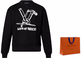 Cheap LOUIS VUITTON FW23 Logo Embroidered Crewneck Sweatshirt Black. 1ABY3L