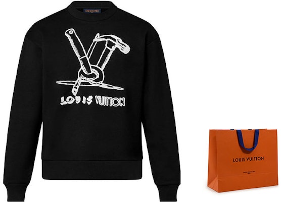 ルイヴィトン FW23 ロゴ刺繍 クルーネックスウェットシャツ ブラック 1ABY3L Cheap ルイヴィトン FW23 ロゴ刺繍 クルーネックスウェットシャツ ブラック 1ABY3L