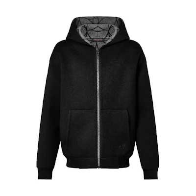 LOUIS VUITTON FW23 Reversible Hoodie with Ribbed Cuffs Black 1AFA90