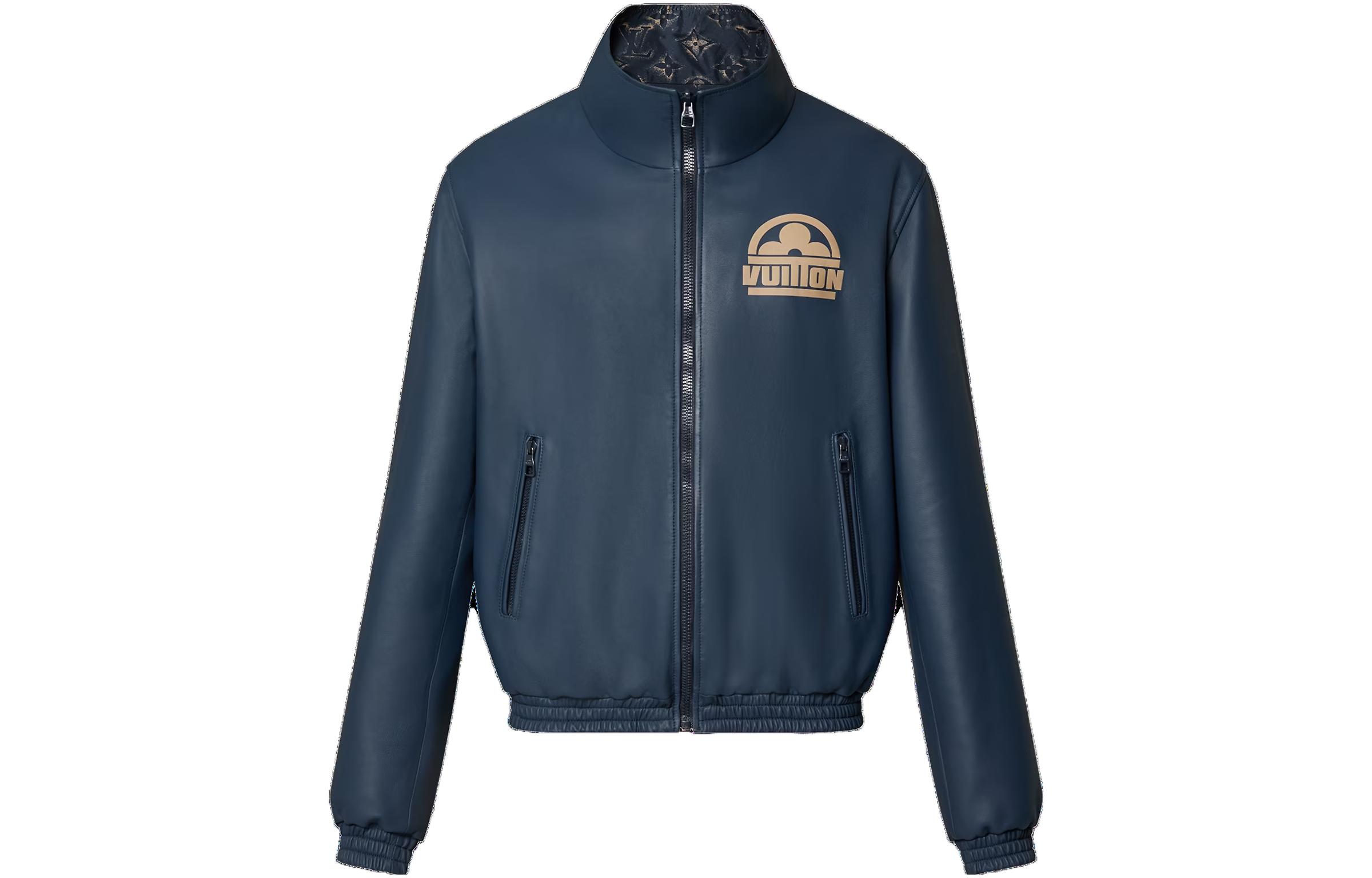 Order LOUIS VUITTON FW23  Reversible Logo Print Zipped Leather Jacket Navy. 1ABNR2
